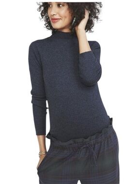 HATCH | Nina Merino Wool Blue Ribbed Turtleneck Sweater Size Small
